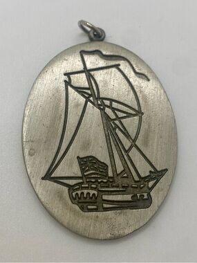 Nautical Pewter Pendant – Engraved Sloop Providence | Newport, RI